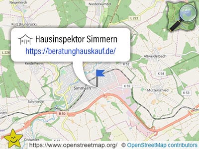 Karte mit Leistungsgebiet des Hausinspektors Simmern