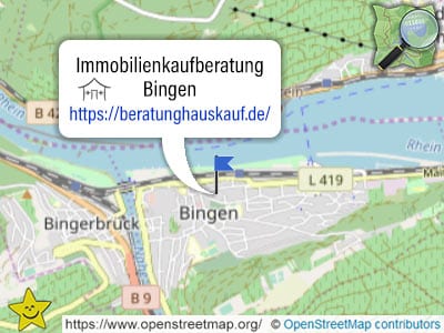 Karte und Gebiet der Immobilienkaufberatung Bingen