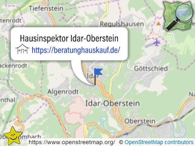 Karte mit Leistungsgebiet des Hausinspektors Idar-Oberstein