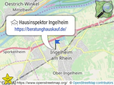 Karte mit Leistungsgebiet des Hausinspektors Ingelheim am Rhein