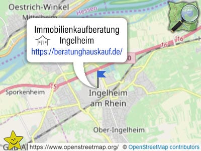 Karte und Gebiet der Immobilienkaufberatung Ingelheim