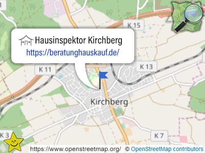 Karte mit Leistungsgebiet des Hausinspektors Kirchberg