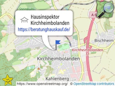 Karte mit Leistungsgebiet des Hausinspektors für  Kirchheimbolanden