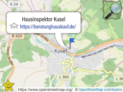 Karte mit Leistungsgebiet des Hausinspektors Kusel