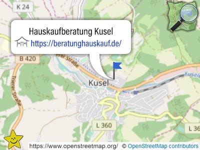 Karte und Ort der Hauskaufberatung Kusel (Rheinland-Pfalz).