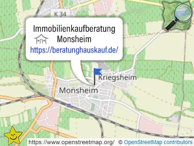 Karte und Gebiet der Immobilienkaufberatung in Monsheim