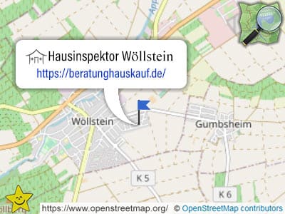 Karte mit Leistungsgebiet des Hausinspektors für Wöllstein