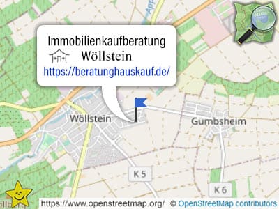 Karte und Gebiet der Immobilienkaufberatung in Wöllstein
