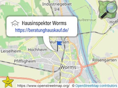 Karte mit Leistungsgebiet des Hausinspektors für Worms