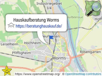 Worms am Rhein: Karte und Bereich der Hauskaufberatung