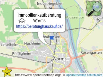 Karte und Gebiet der Immobilienkaufberatung Worms, Rheinland-Pfalz